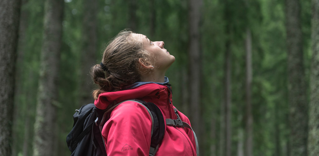 girl exploring alpine forest hiking slovenia photography