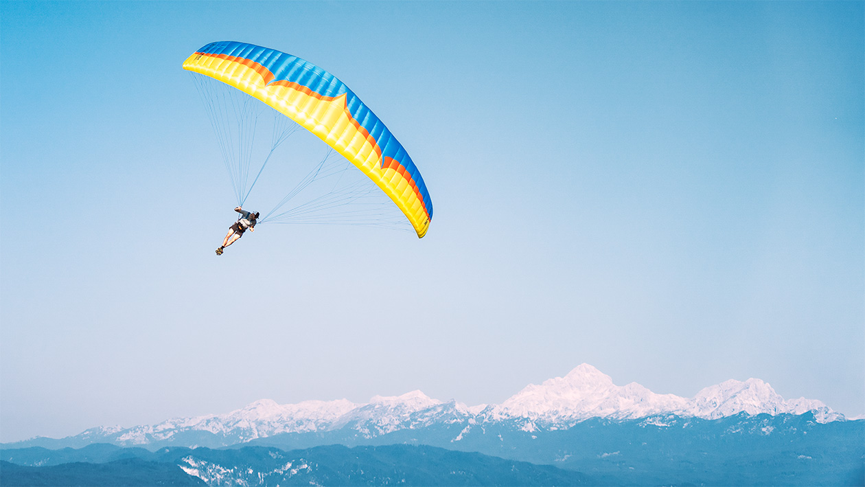 paraglider above the mountains